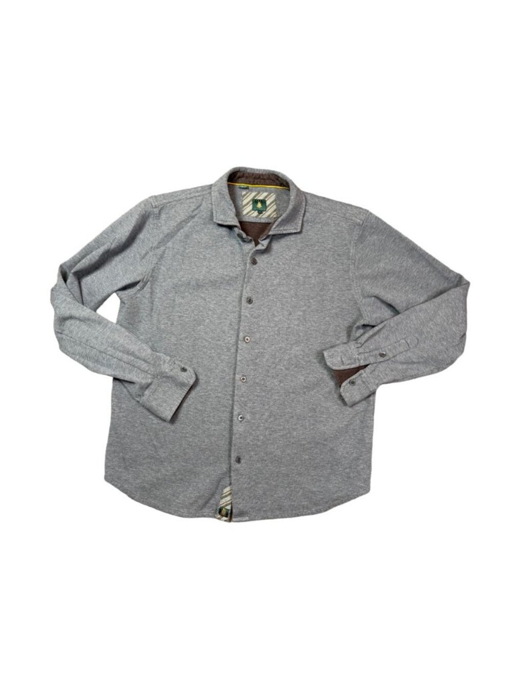 Robert Talbott Men’s Gray Pima Cotton Button Shirt Medium Peru Casual Knit